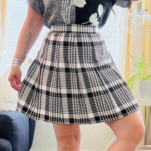 Vintage Miniskirt 90s Tracy Evans Black White Check Plaid Pleated Schoolgirl